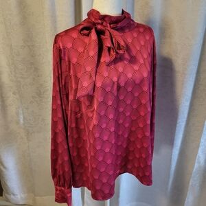 Worthington Long Sleeve Tops, Blouse, Women Size 1X, Color Pink